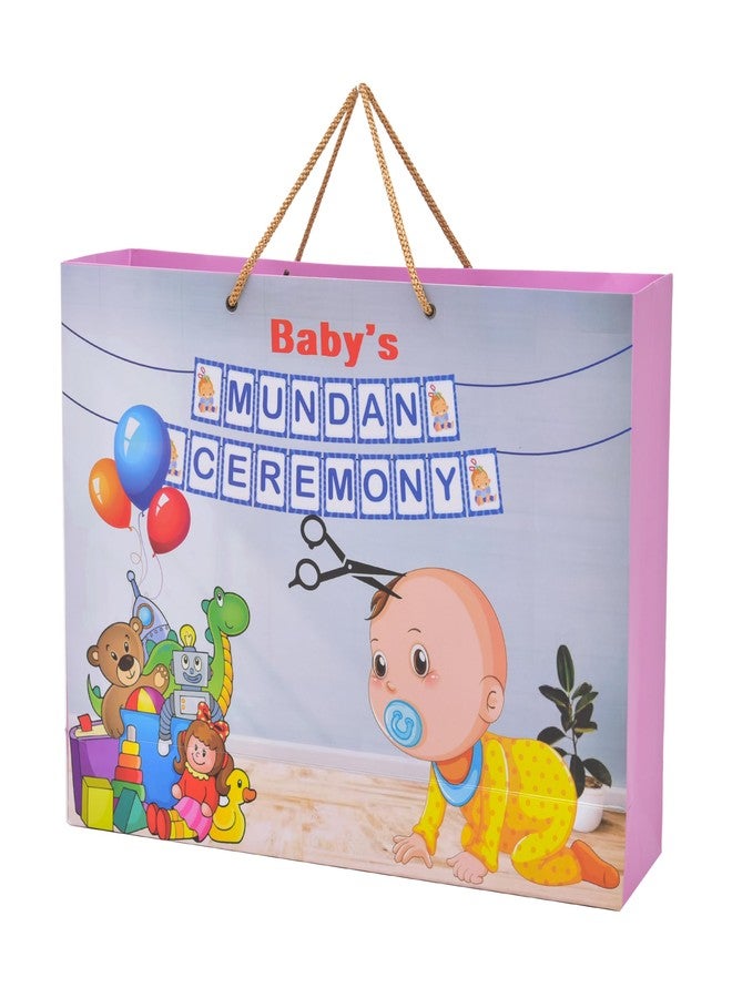 PPJ ® MUNDAN CEREMONY/MUNDAN SANSKAR/BABY'S FIRST HAIR CUT/SHAVING OF BABY'S HAIR (10 Pcs.) PAPER CARRY BAG, 16 Inch X 12 Inch X 4 Inch RETURN GIFTS/GIFT BAGS/GIFT COVERS (LARGE) (Pack of 10) - Image 1